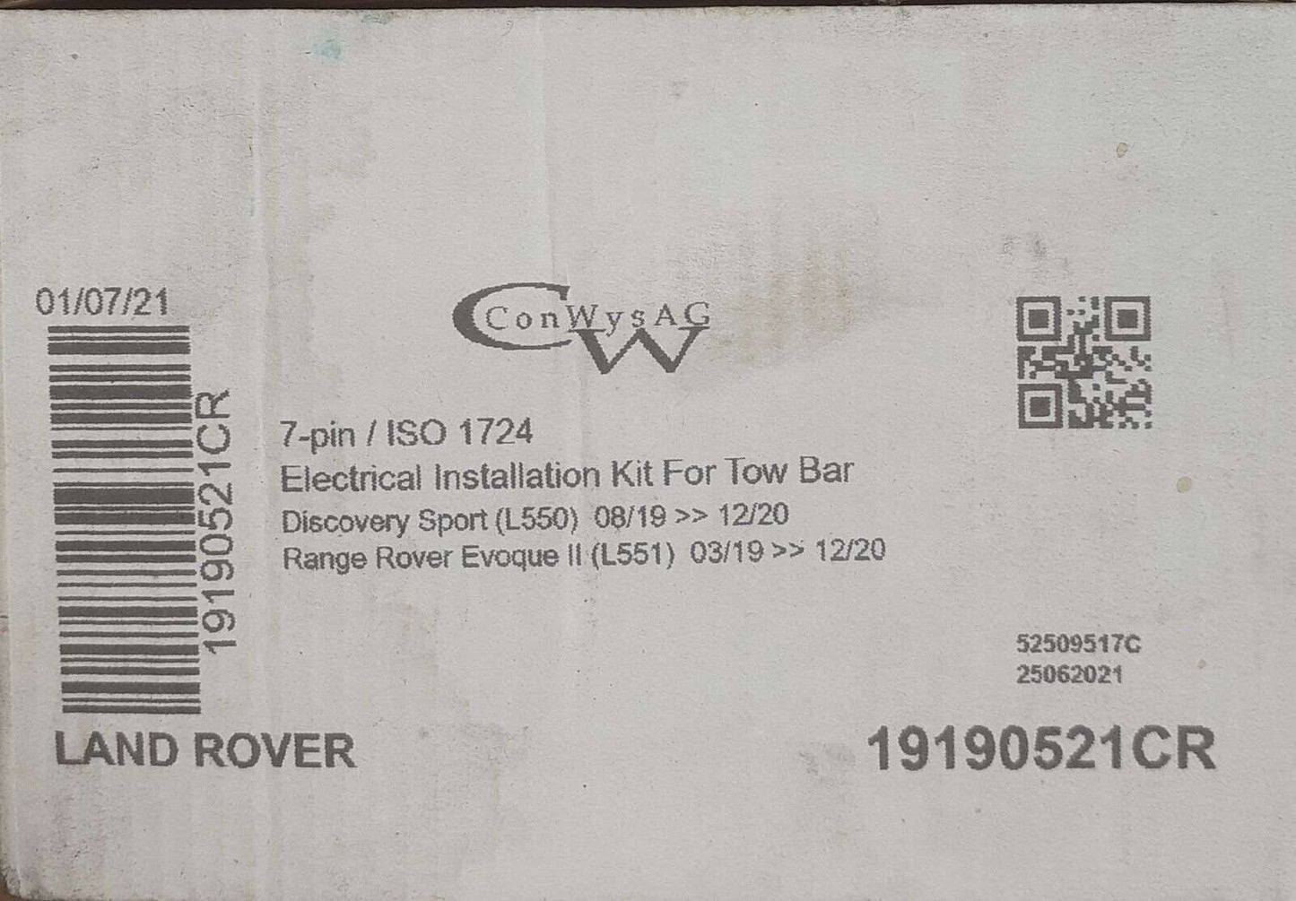 Towbar Wiring Kit Range Rover Evoque 2 (L551) & Discovery Sport 2019-2020 7 Pin