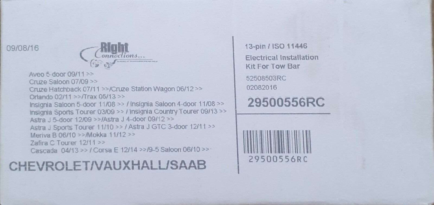 Right Connections 13 pin wiring kit Vauxhall Astra Insignia Zafira 29500556RC