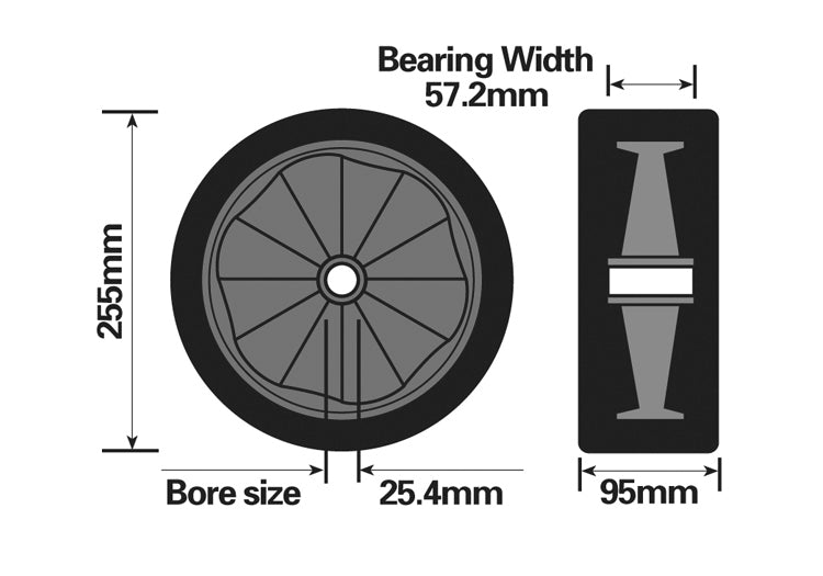 Pair of Dinghy Launching Trolley Wheels 10" Sand Hopper Solid Wheel and Tyre Blue