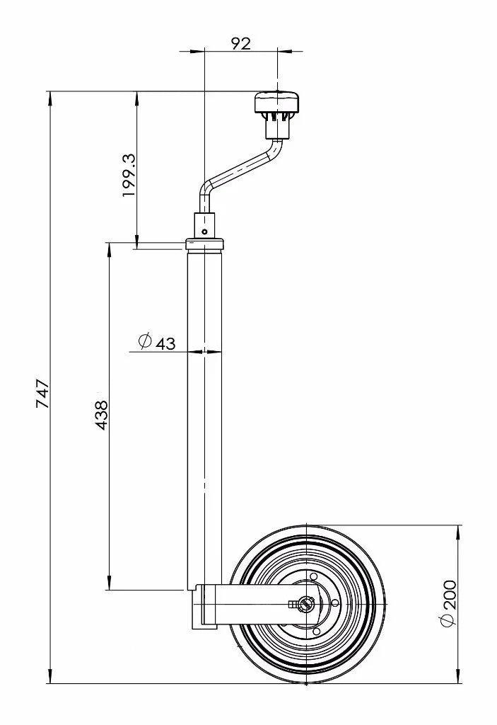 42mm/43mm Medium Duty Telescopic Jockey Wheel with Anti-Rotation Lock