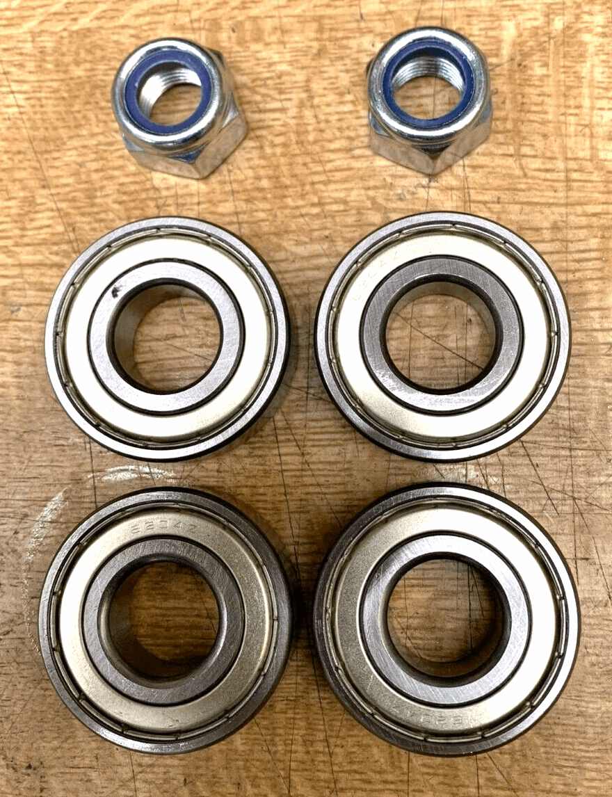 Set of Four 20mm Bearings & 2 Hub Nuts Hub Trelgo Franc Duuo & Trigano Trailers