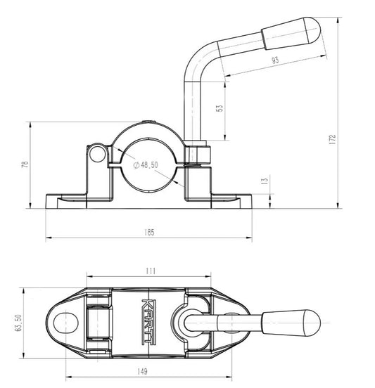 Kartt 48mm Premium Quality Cast Jockey Wheel Clamp Ribbed Hinged Easy to Use