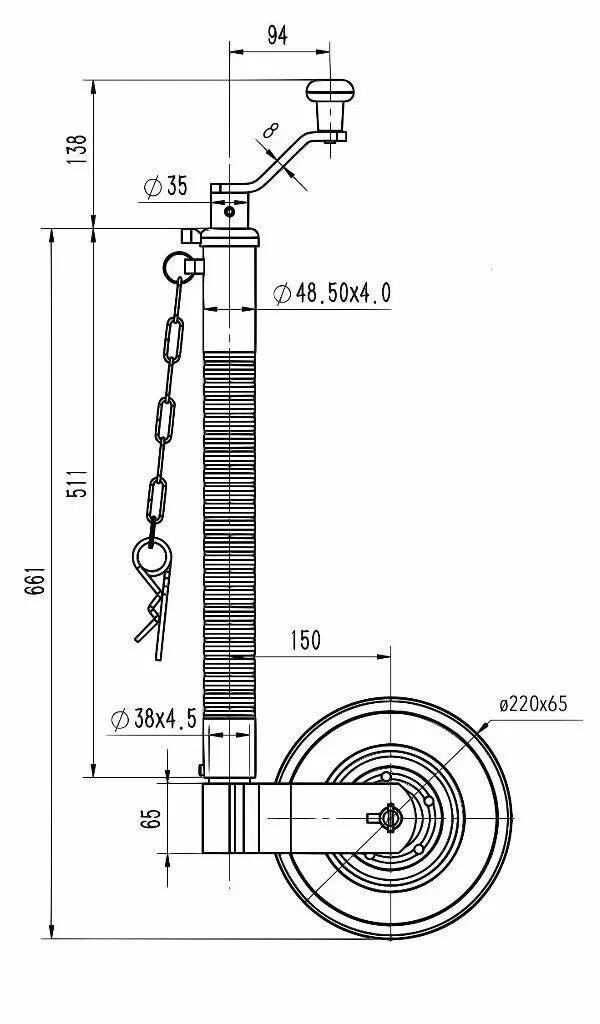 48MM Serrated Jockey Wheel Heavy Duty 300KG Noseweight Wide Wheel