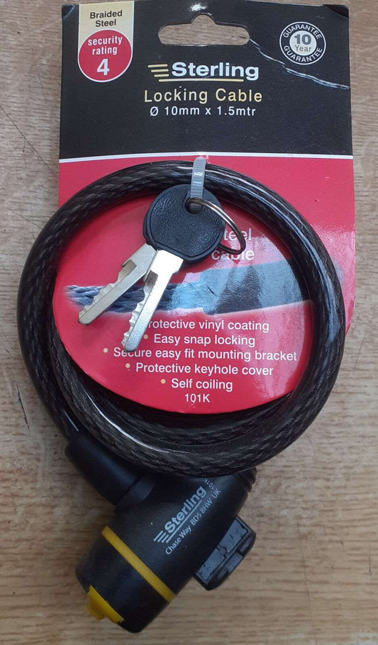 Sterling Locking Cable 1.5m x 10mm 101K Bike Security