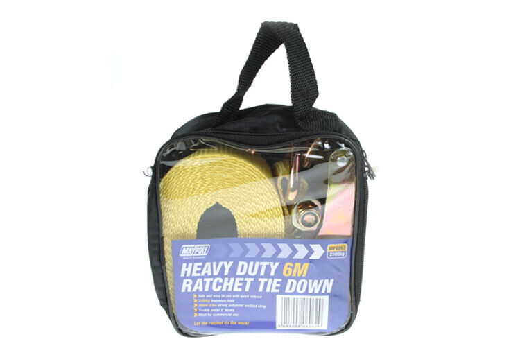 Maypole MP6062 38mm X 6m 2500Kg Ratchet Strap & Hooks