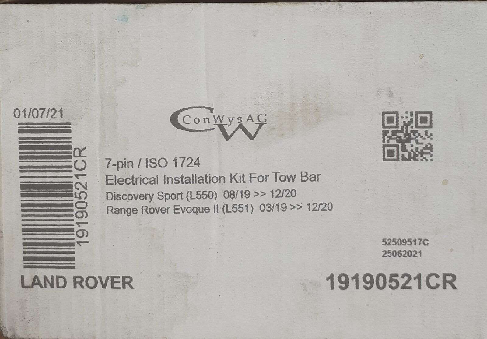 Towbar Wiring Kit Range Rover Evoque 2 (L551) & Discovery Sport 2019-2020 7 Pin