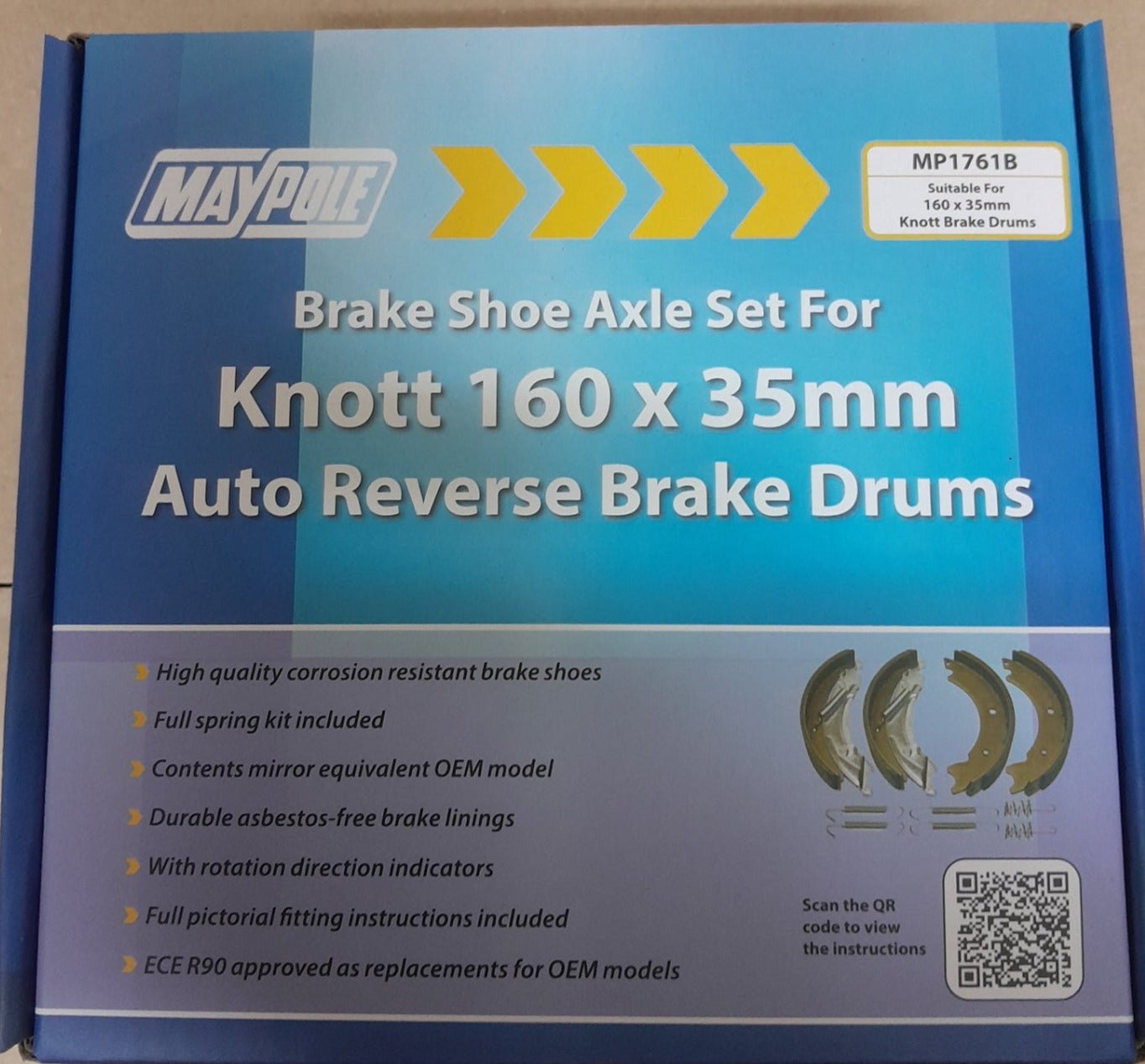 Knott Compatible 160 x 35 Auto Reverse Brake Shoes