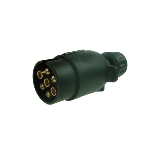 12N Type 7 Pin Black Plastic Plug Trailer/Caravan Towing