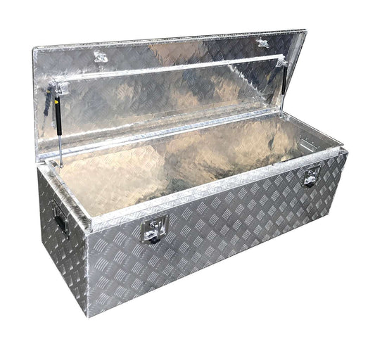 Large Lockable Aluminium Chequer Plate Toolbox Chest 1420 x 500 x 445mm